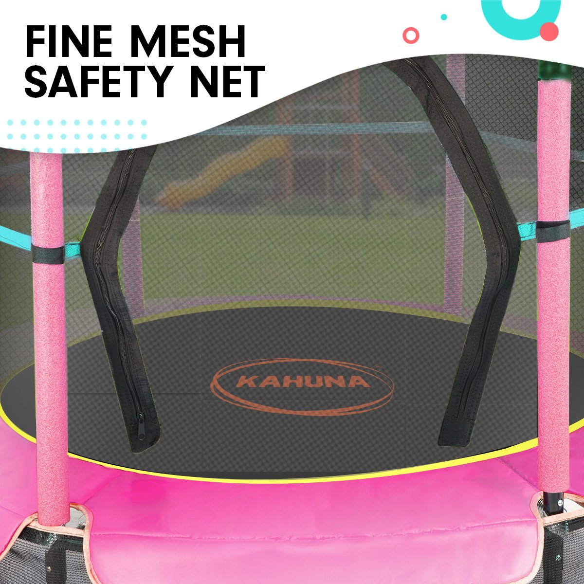 4.5ft Round Trampoline with Free Safety Net, Spring Pad Cover, and Mat - Outdoor Green Pink by Kahuna
