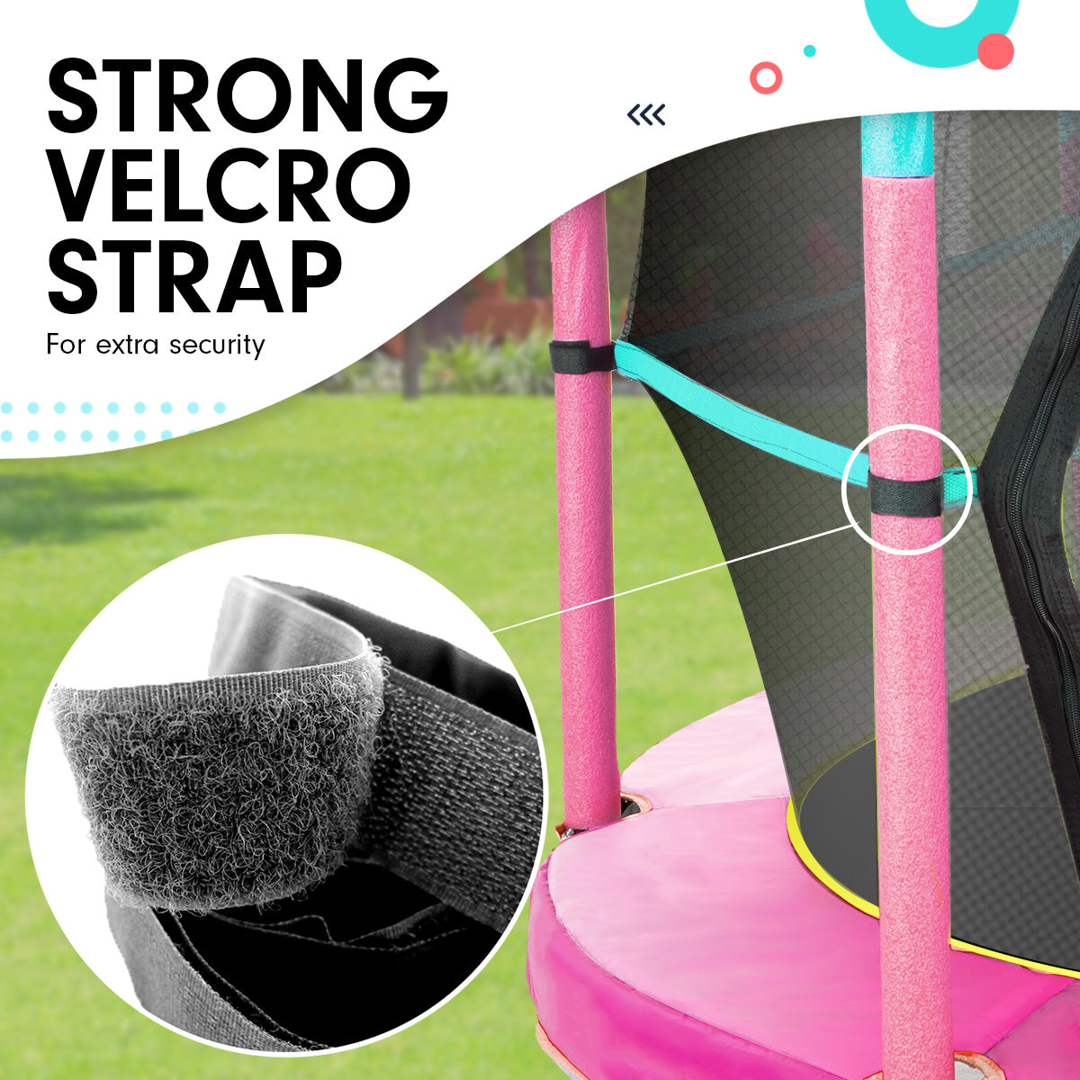 4.5ft Round Trampoline with Free Safety Net, Spring Pad Cover, and Mat - Outdoor Green Pink by Kahuna