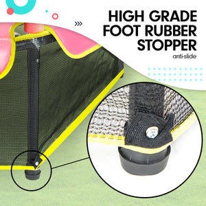 4.5ft Round Trampoline with Free Safety Net, Spring Pad Cover, and Mat - Outdoor Green Pink by Kahuna
