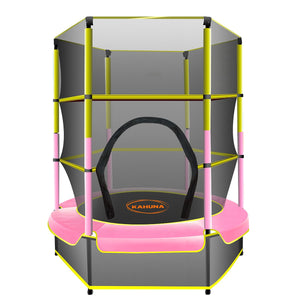 4.5ft Round Trampoline with Free Safety Net, Spring Pad Cover, and Mat - Yellow Pink by Kahuna