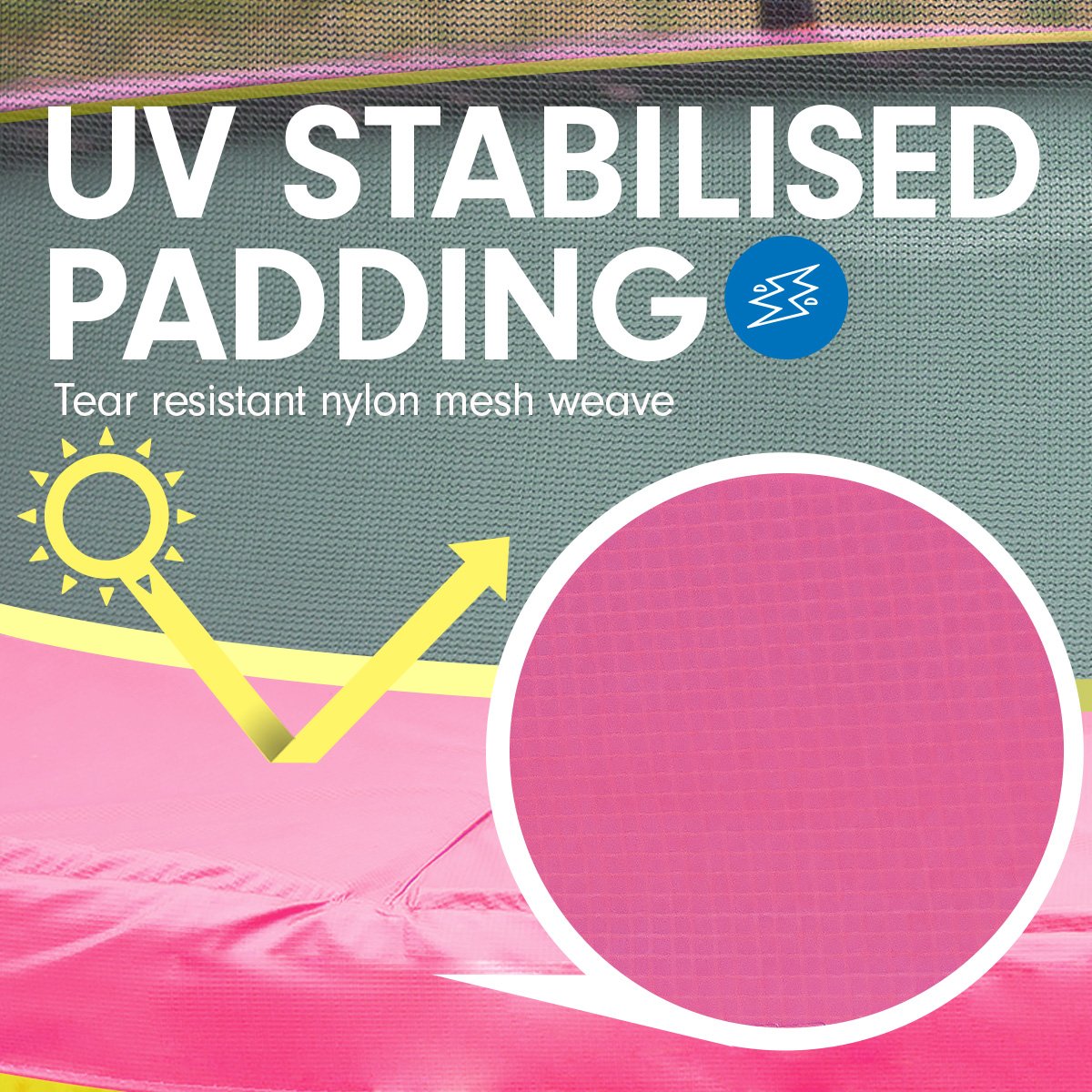 4.5ft Round Trampoline with Free Safety Net, Spring Pad Cover, and Mat - Yellow Pink by Kahuna