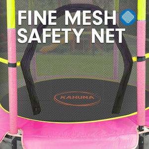 4.5ft Round Trampoline with Free Safety Net, Spring Pad Cover, and Mat - Yellow Pink by Kahuna