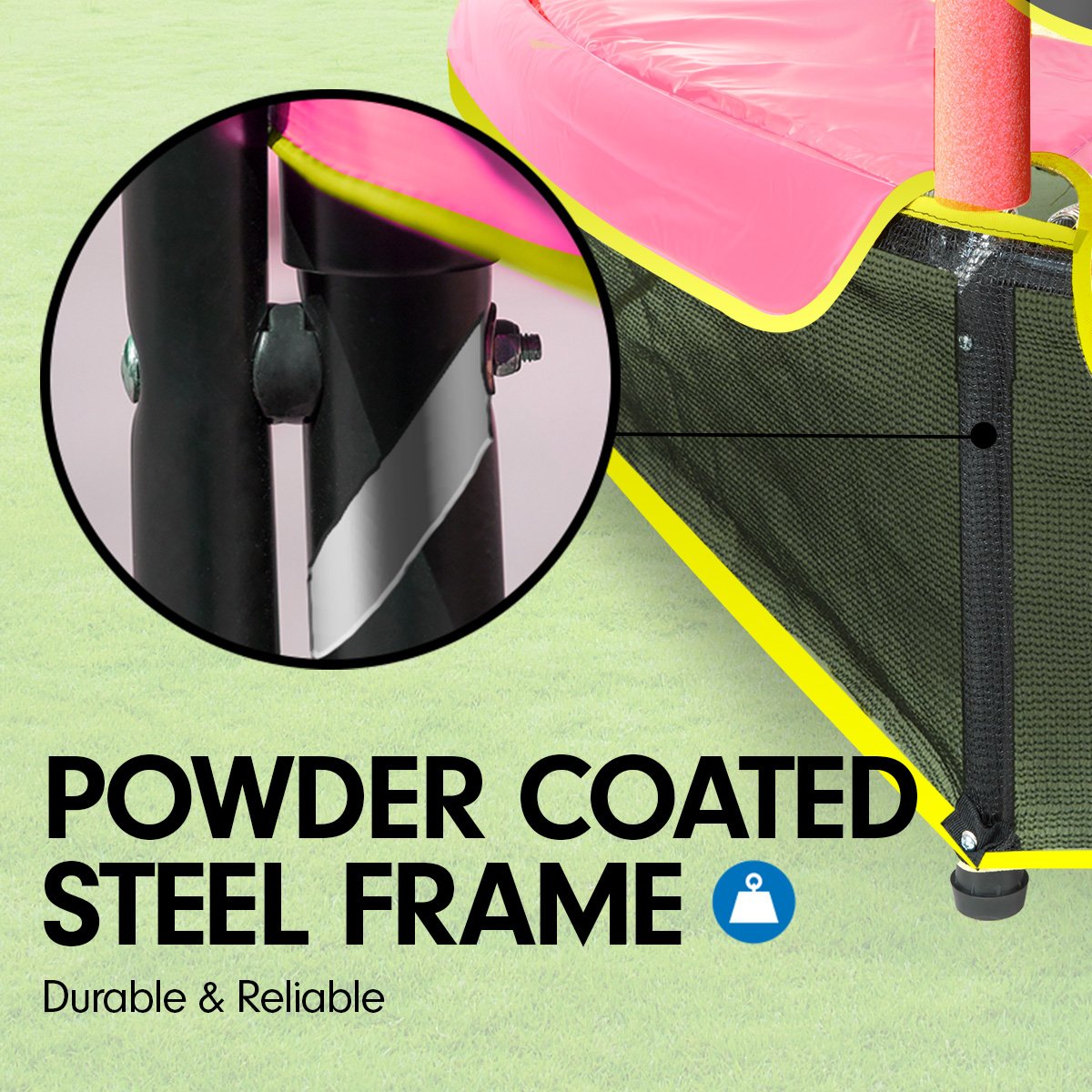 4.5ft Round Trampoline with Free Safety Net, Spring Pad Cover, and Mat - Yellow Pink by Kahuna