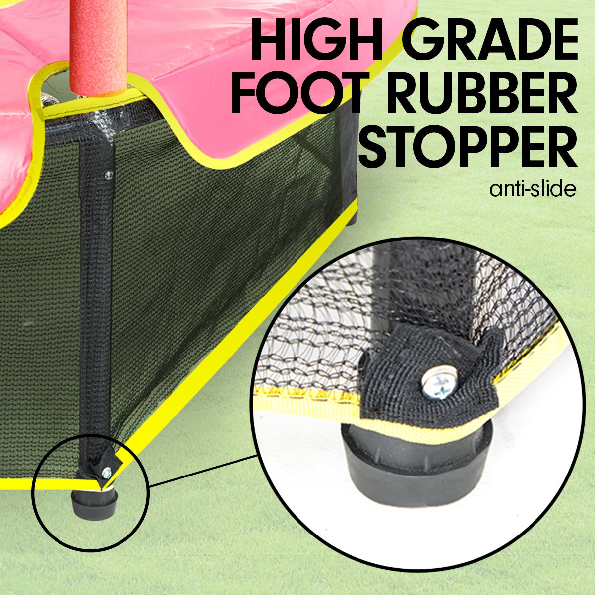 4.5ft Round Trampoline with Free Safety Net, Spring Pad Cover, and Mat - Yellow Pink by Kahuna