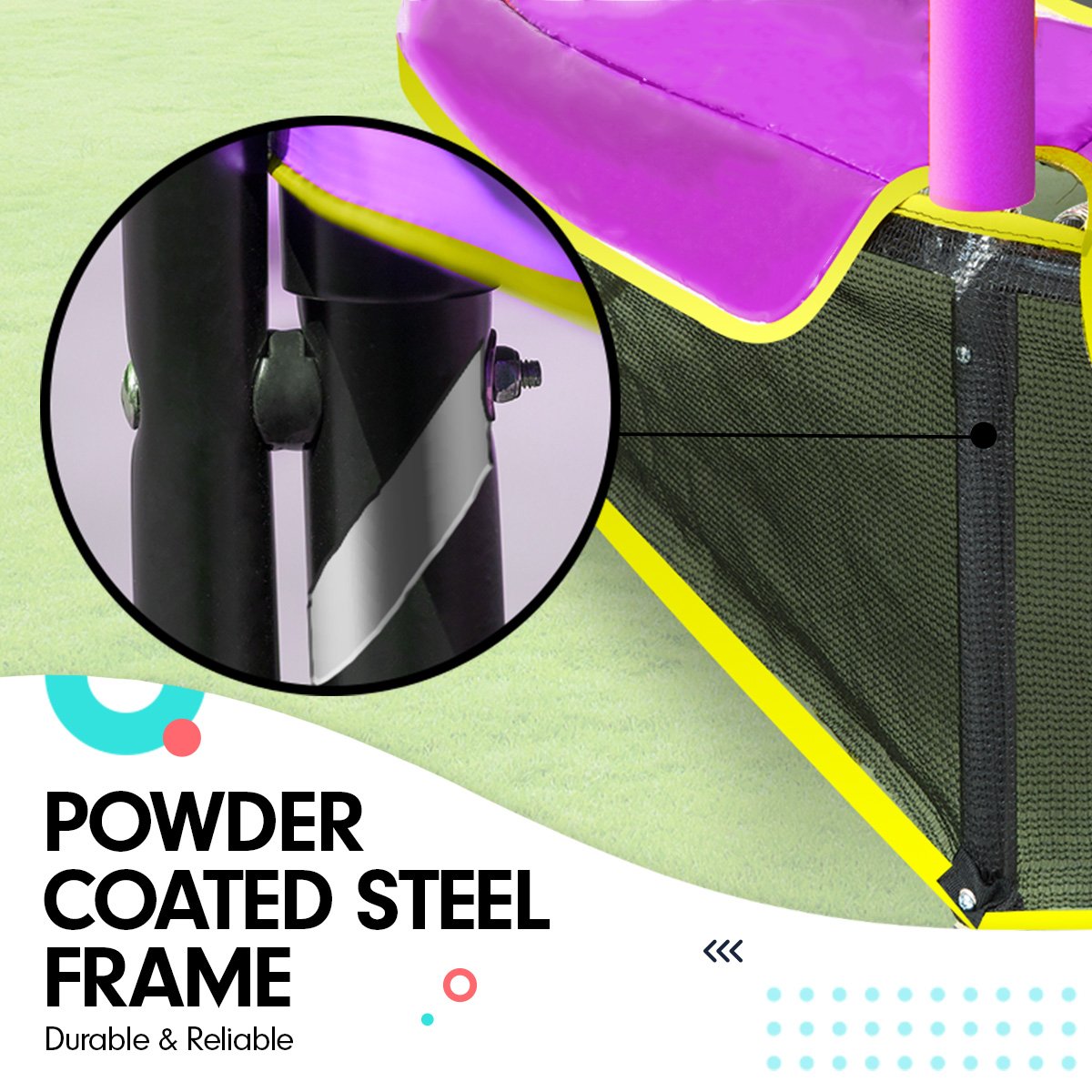 4.5ft Trampoline Round Free Safety Net Spring Pad Cover Mat Outdoor Yellow Purple