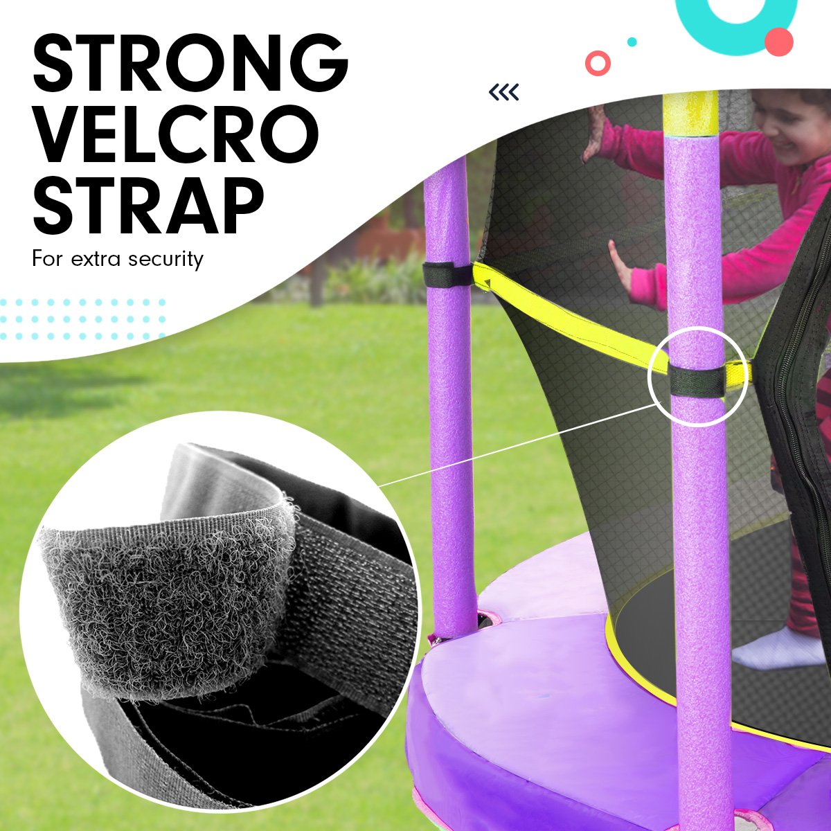 4.5ft Trampoline Round Free Safety Net Spring Pad Cover Mat Outdoor Yellow Purple