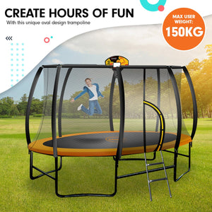 8 Ft X 14ft Oval Outdoor Trampoline - Orange