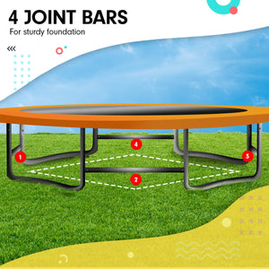 8ft X 14t Outdoor Orange Oval Trampoline With Safety Enclosure And Basketball Hoop Set | Kahuna