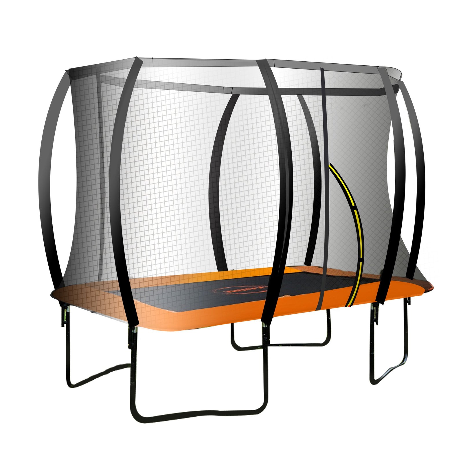 8ft X 11ft Outdoor Rectangular Trampoline | Orange | Safety Enclosure Included