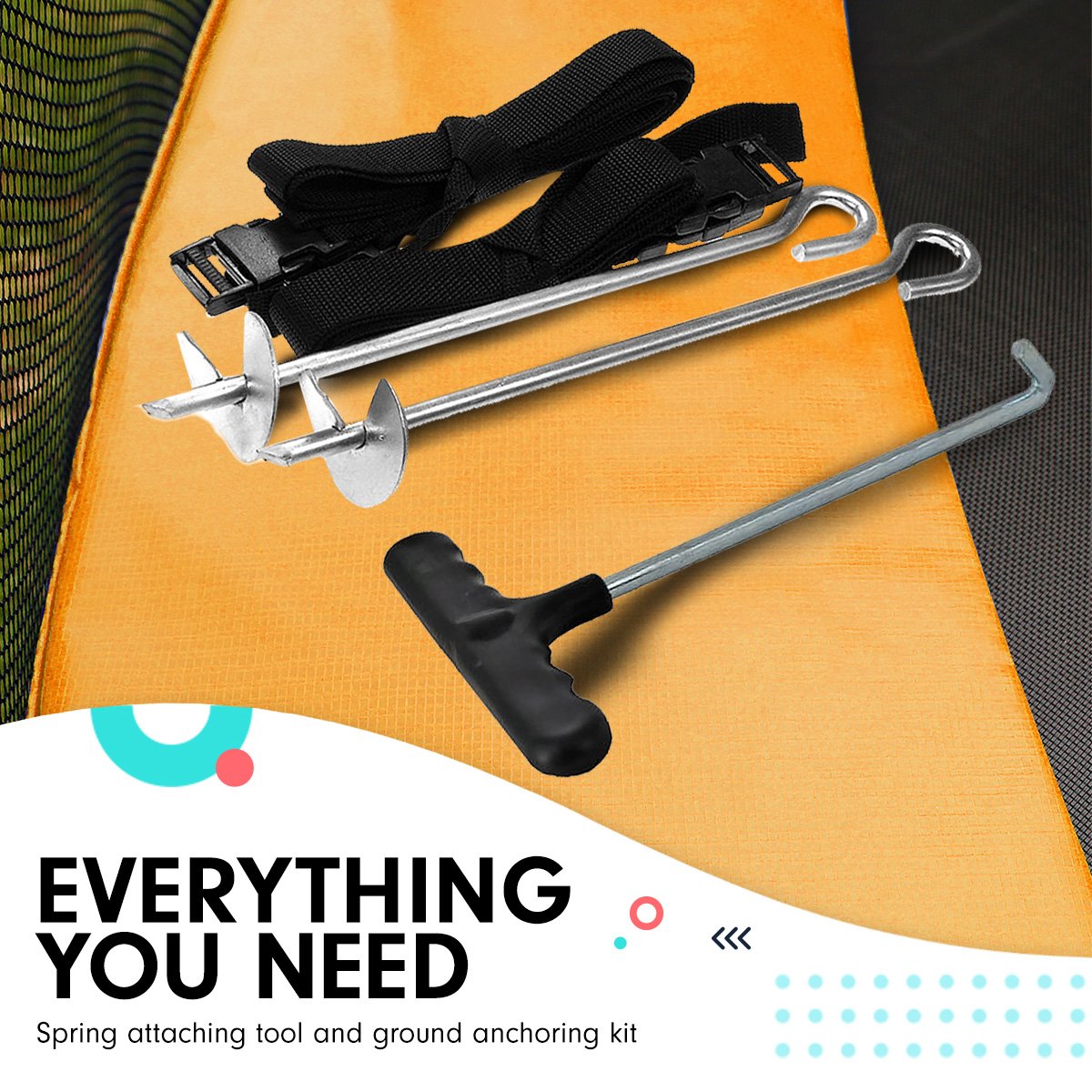 8ft X 11ft Outdoor Rectangular Trampoline | Orange | Safety Enclosure Included