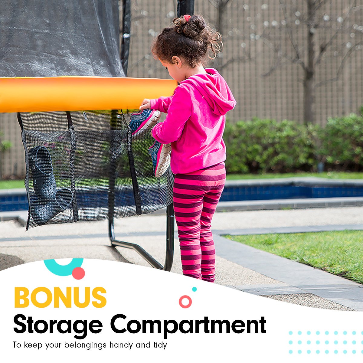 8ft X 11ft Outdoor Rectangular Trampoline | Orange | Safety Enclosure Included