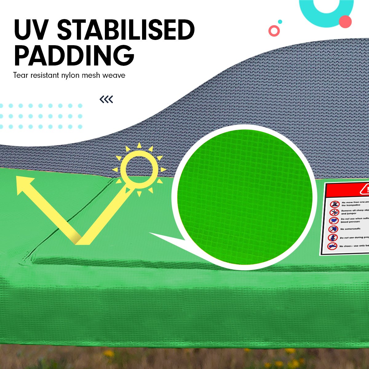 Kahuna Outdoor Rectangular Rainbow Trampoline | Safety Enclosure | Basketball Hoop Set | 8ft x 11ft