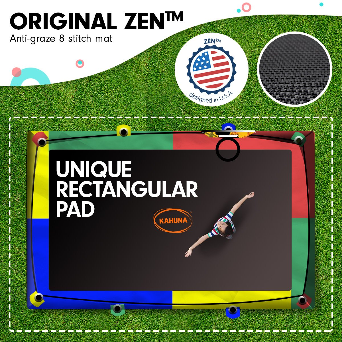 Kahuna Outdoor Rectangular Rainbow Trampoline | Safety Enclosure | Basketball Hoop Set | 8ft x 11ft