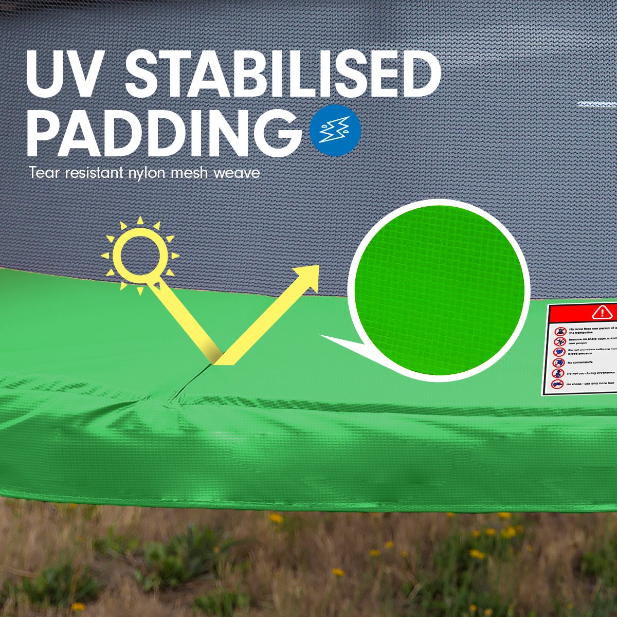 Outdoor Rectangular Rainbow Trampoline - 6ft x 9ft | Safety Enclosure by Kahuna