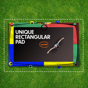 Outdoor Rectangular Rainbow Trampoline - 6ft x 9ft | Safety Enclosure, Basketball Hoop Set by Kahuna