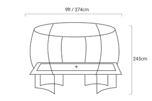 Outdoor Rectangular Rainbow Trampoline - 6ft x 9ft | Safety Enclosure, Basketball Hoop Set by Kahuna