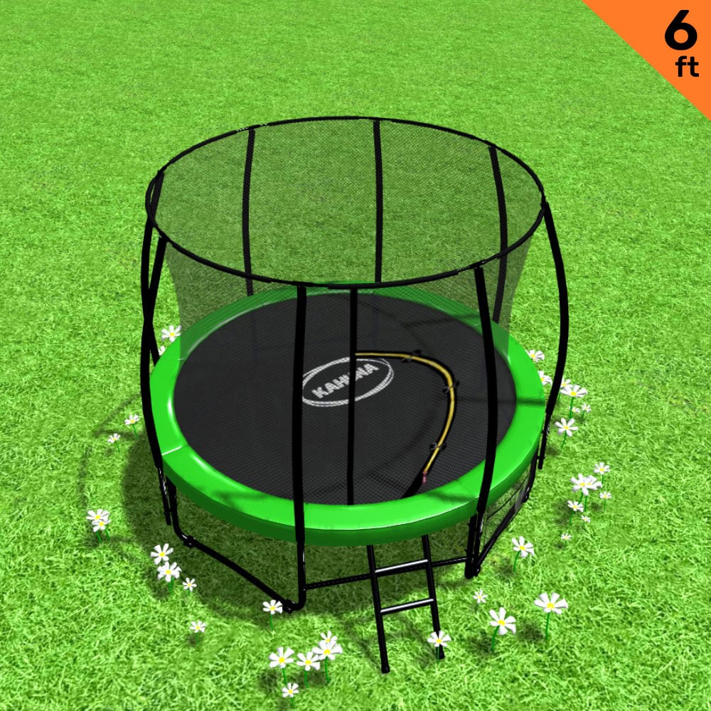 Outdoor Trampoline - 6ft | Round Green, Safety Enclosure by Kahuna