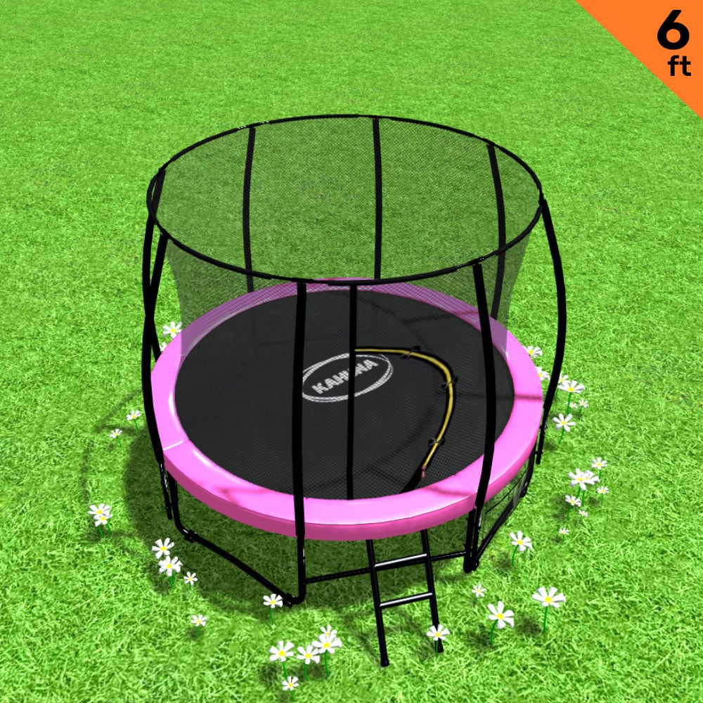 Classic Trampoline - 6ft | Outdoor Round, Safety Enclosure - Pink