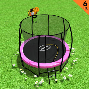 Classic Trampoline - 6ft | Outdoor Round, Safety Enclosure, Basketball Hoop Set - Pink