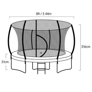 8ft Trampoline Free Ladder Spring Mat Net Safety Pad Cover Round Enclosure Blue