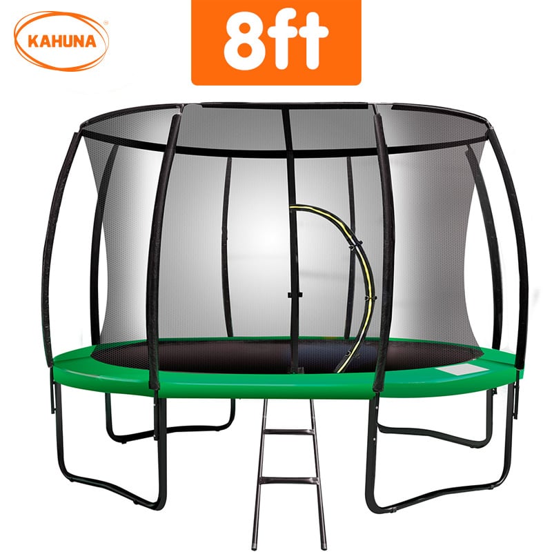 8ft Trampoline Free Ladder Spring Mat Net Safety Pad Cover Round Enclosure | Green | Kahuna