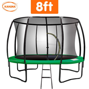 8ft Trampoline Free Ladder Spring Mat Net Safety Pad Cover Round Enclosure | Green | Kahuna