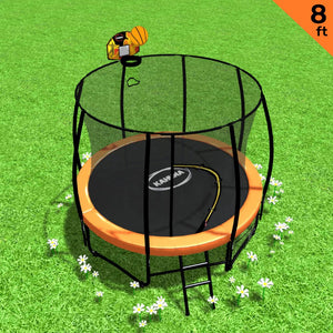 Kahuna Outdoor Orange Trampoline For Kids And Children | Suited For Fitness Exercise Gymnastics | Safety Enclosure Basketball Hoop Set | 8ft