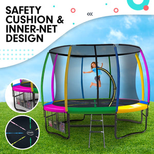 Outdoor Rainbow Trampoline - 8ft | Kids And Children Suited For Fitness Exercise Gymnastics With Safety Enclosure by Kahuna