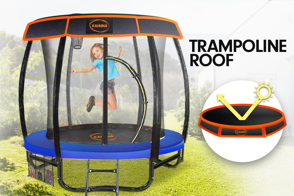 10ft Round Trampoline with Free Ladder, Spring Mat, Safety Pad Cover, and Enclosure - Blue