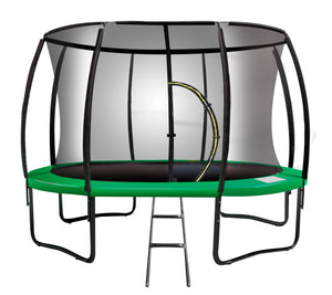 10ft Trampoline | Free Ladder | Spring Mat | Net Safety Pad Cover | Round Enclosure | Green | Kahuna