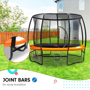 Trampoline - 10ft | Free Ladder, Spring Mat, Net, Safety Pad Cover, Round Enclosure - Orange by Kahuna