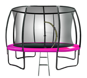 Outdoor Trampoline - 10ft | Safety Enclosure, Pad, Mat, Ladder, Basketball Hoop Set - Pink