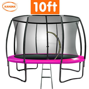 Outdoor Trampoline - 10ft | Safety Enclosure, Pad, Mat, Ladder, Basketball Hoop Set - Pink