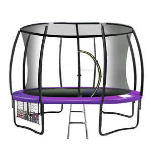 Trampoline - 10ft | Free Ladder, Spring Mat, Net, Safety Pad Cover, Round Enclosure - Purple