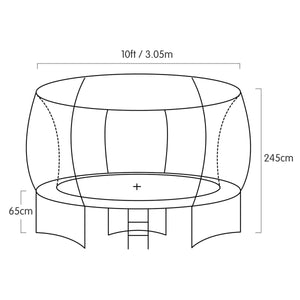 Trampoline - 10ft | Free Ladder, Spring Mat, Net, Safety Pad Cover, Round Enclosure - Purple