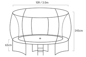 Outdoor Trampoline - 10ft | Safety Enclosure, Pad, Mat, Ladder - Rainbow