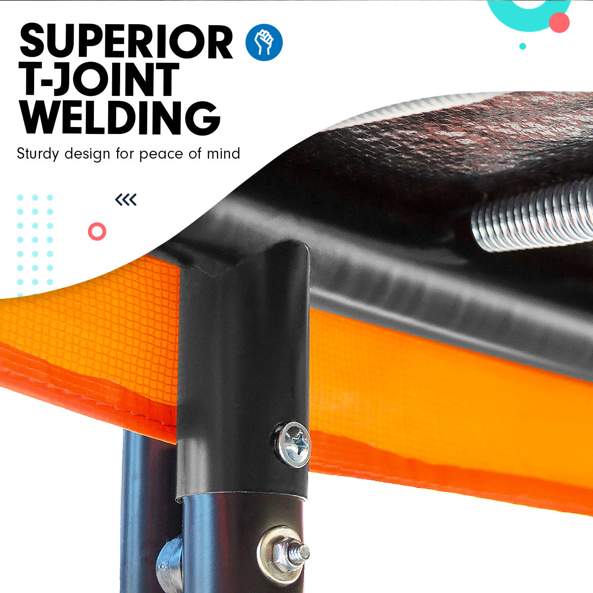 Trampoline - 12ft | Free Ladder, Spring Mat, Net, Safety Pad Cover, Round Enclosure - Orange