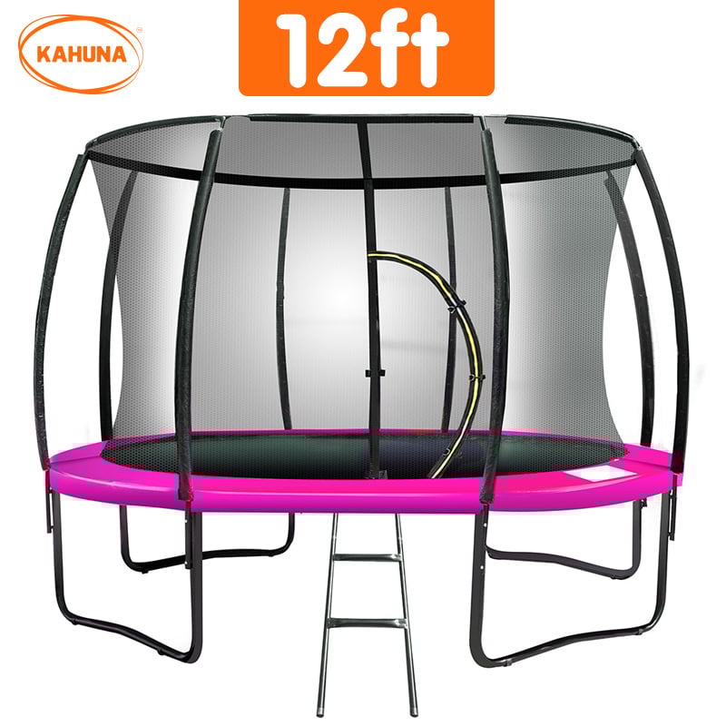 12ft Trampoline with Free Ladder, Spring Mat, Net, Safety Pad Cover, and Round Enclosure - Pink