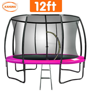 12ft Trampoline with Free Ladder, Spring Mat, Net, Safety Pad Cover, and Round Enclosure - Pink