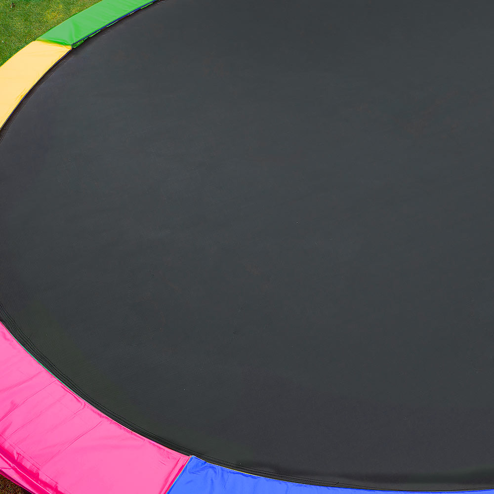 12ft Trampoline with Free Ladder, Spring Mat, Net, Safety Pad Cover, and Round Enclosure - Rainbow