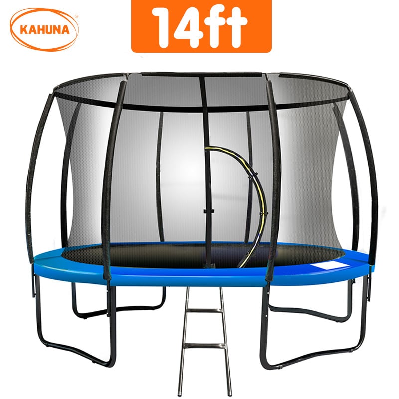 14ft Trampoline Safety Set: Ladder, Spring Mat, Net, Pad Cover - Blue