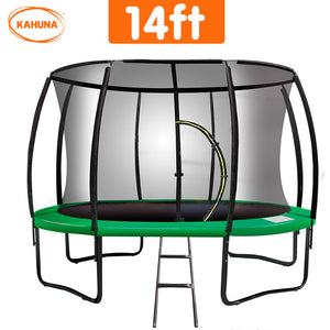 14ft Trampoline Safety Set: Ladder, Spring Mat, Net, Pad Cover - Green