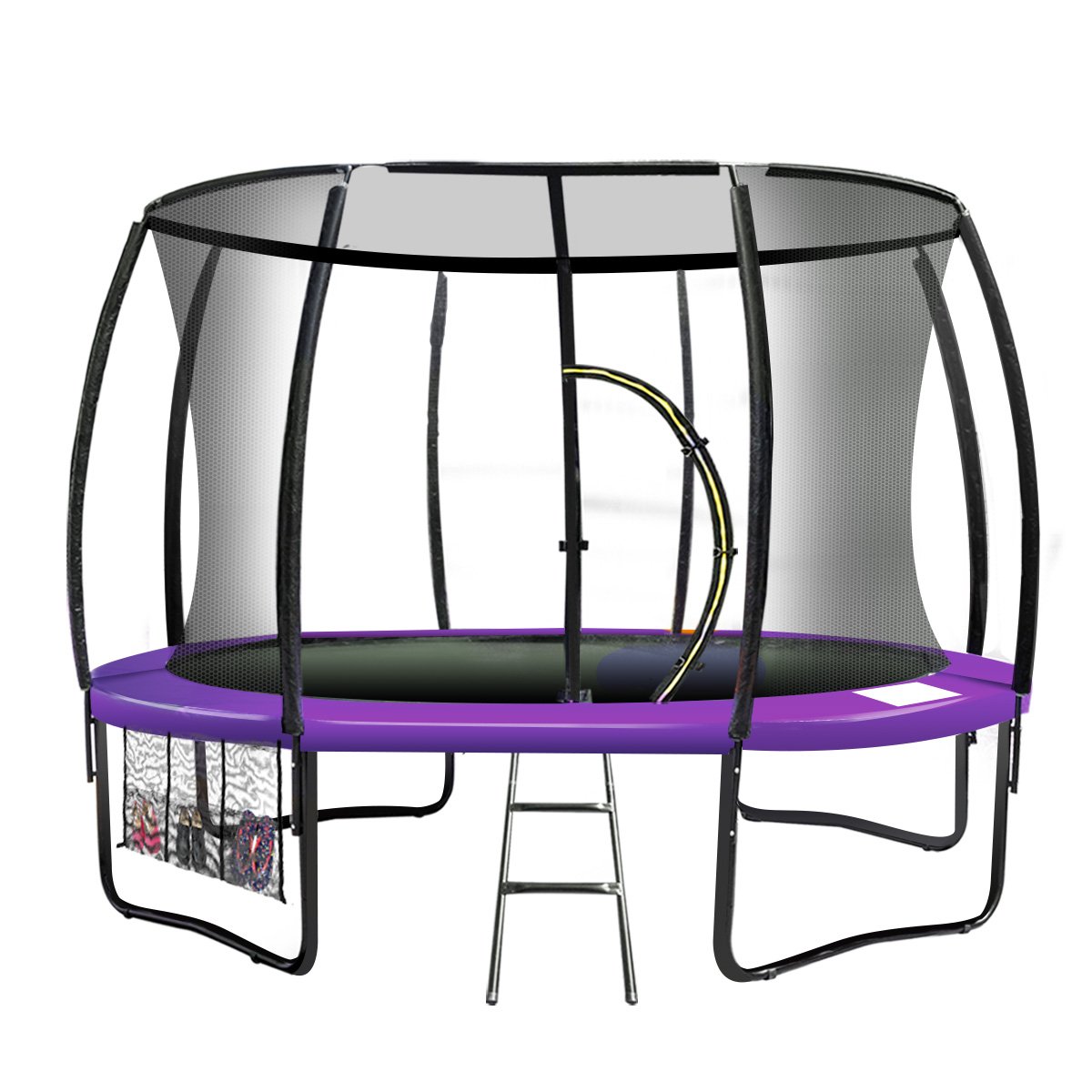 14ft Trampoline Set: Ladder, Spring Mat, Net, Pad Cover - Purple