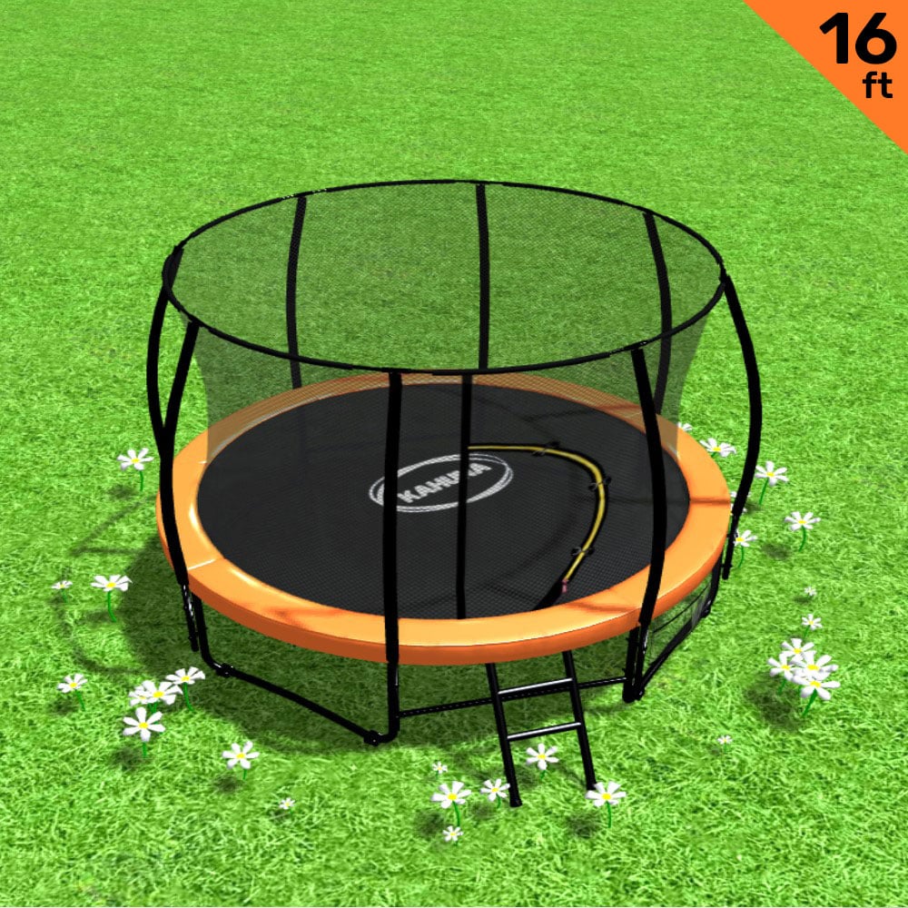 16ft Trampoline Safety Set: Ladder, Spring Mat, Net, Pad Cover - Orange