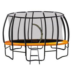 16ft Trampoline Safety Set: Ladder, Spring Mat, Net, Pad Cover - Orange