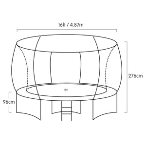 16ft Trampoline Safety Set: Ladder, Spring Mat, Net, Pad Cover - Orange