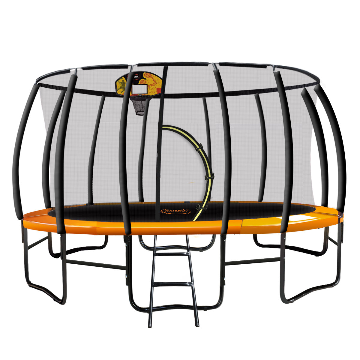 16ft Outdoor Trampoline for Kids with Safety Enclosure, Pad, Mat, Ladder, and Basketball Hoop Set - Orange