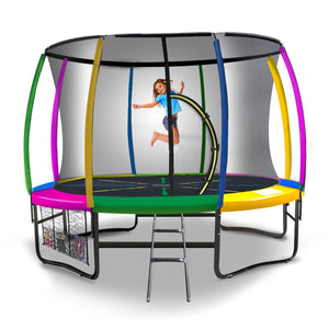 16ft Trampoline Safety Set: Ladder, Spring Mat, Net, Pad Cover - Rainbow