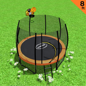 8ft Twister Springless Trampoline with Free Safety Net Pad, Mat, and Basket Ball Set - Orange