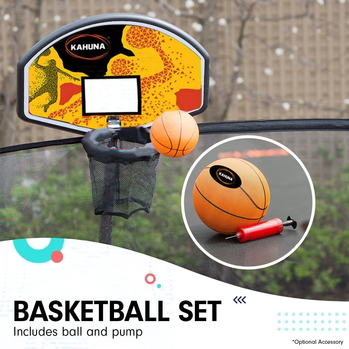 8ft Twister Springless Trampoline with Free Safety Net Pad, Mat, and Basket Ball Set - Orange